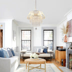 3 - Lights Modern Luxury Crystal Chandelier for Dining Room, Tiered Chandelier for Living Room Entryway Height Adjustable