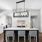 6 - Lights Rectangle Chandelier Dining Room Light Fixture Over Table, Modern Linear Kitchen Island Lighting with DIY Shape