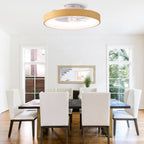 20 Inch Modern Smart Flush Mount Ceiling Fan with Dimmable LED Light, 6-Speed DC Motor Bladeless Ceiling Fan with Remote