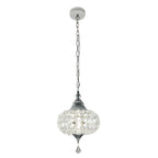 1 - Light Black/Chrome Globe Crystal Pendant Light with LED, 11.2" Dining Room Light Fixtures Kitchen Island Light