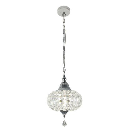 FC4073-Black/Silver Glamorous Luxury Crystal Chandelier, Geometric Pendant Light, Height Adjustable