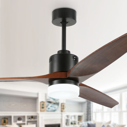 DC5208-52" Popular Large Wooden Reversible Ceiling Fan, with Remote and LED Light Kit, DC Motor, 3 Blades