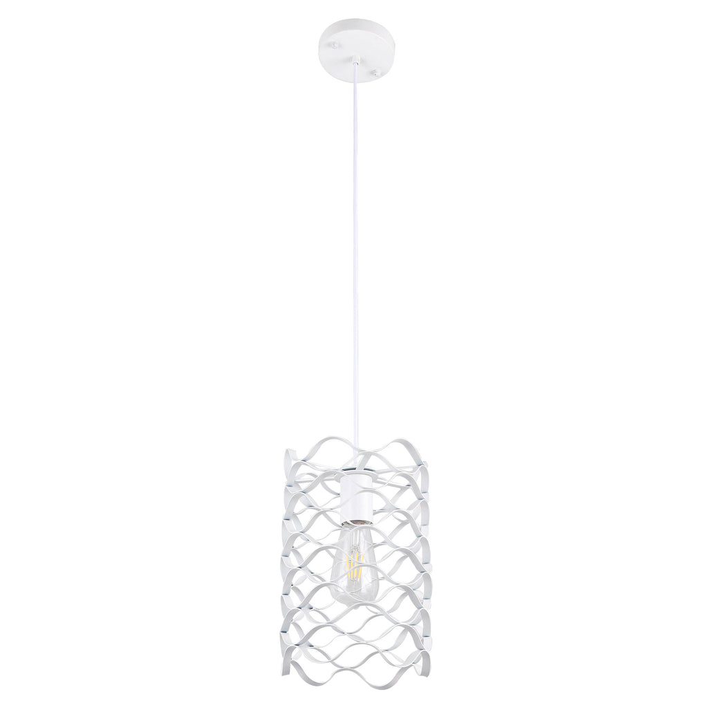 1 - Light White Cylinder Pendant Light, 6.7" Dining Room Light Fixtures Kitchen Island Light