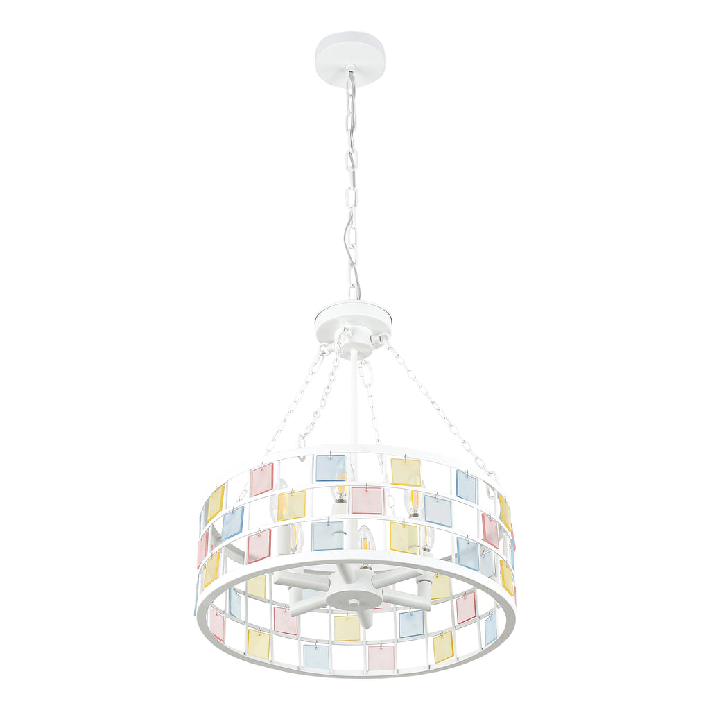 6 - Lights Modern Europe Chandelier, 17.7" Farmhouse Chandeliers for Dining Room with Adjustable Chain