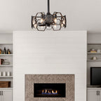 DC1903-BellaDepot 18.9" Gold/Black/Silver Finish Geometric Reversible Ceiling Fan with 6 Lights and Remote