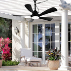 42 Inch Black 5-Blade Modern Smart Outdoor Ceiling Fan with Dimmable LED Lights, 6 Speeds Plug In Waterproof Ceiling Fans for Patios