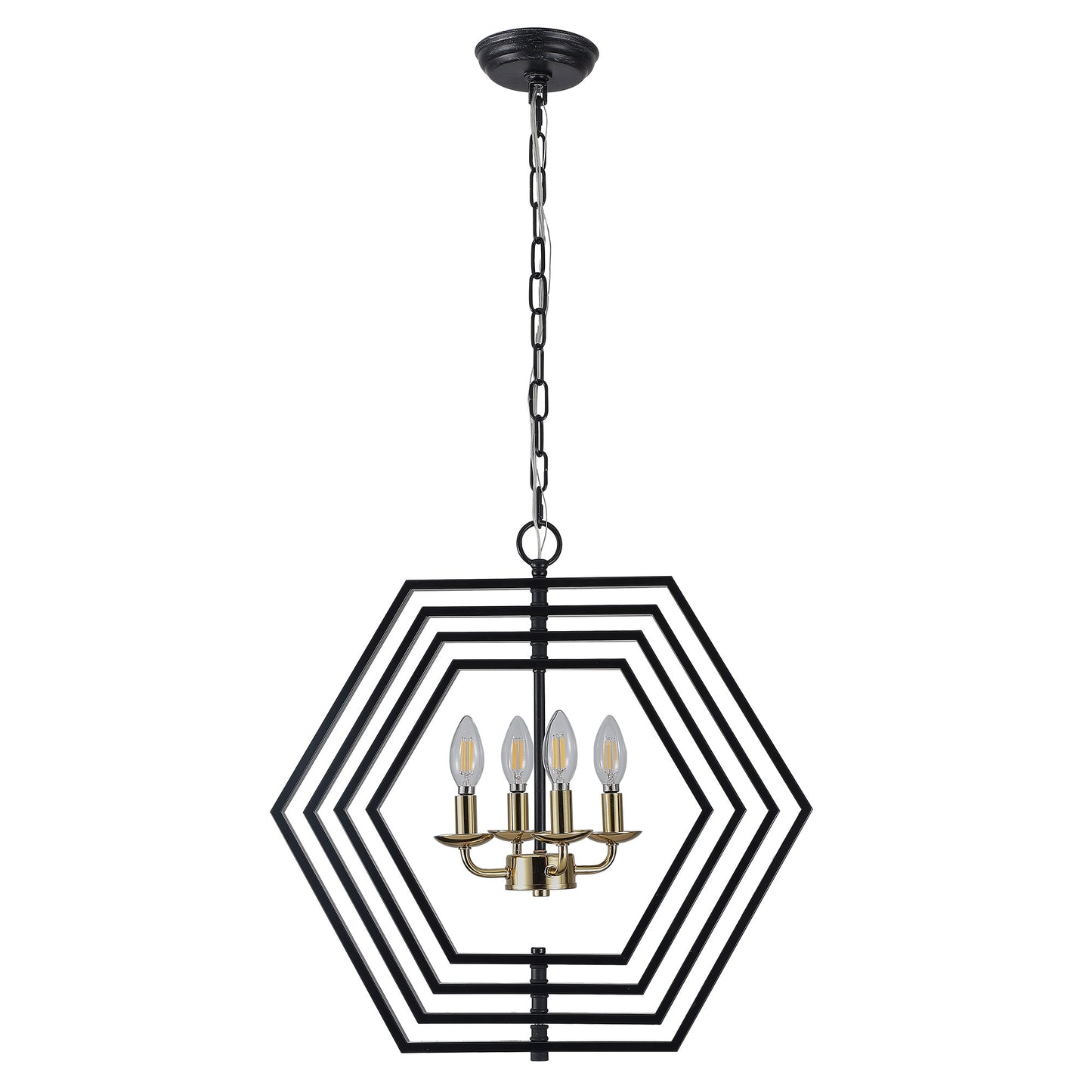 FC4069-21.3" Simple Style Metal Gold Black Color Chandelier with Adjustable Chain, Home Decor