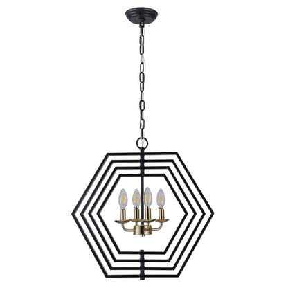 FC4069-21.3" Simple Style Metal Gold Black Color Chandelier with Adjustable Chain, Home Decor