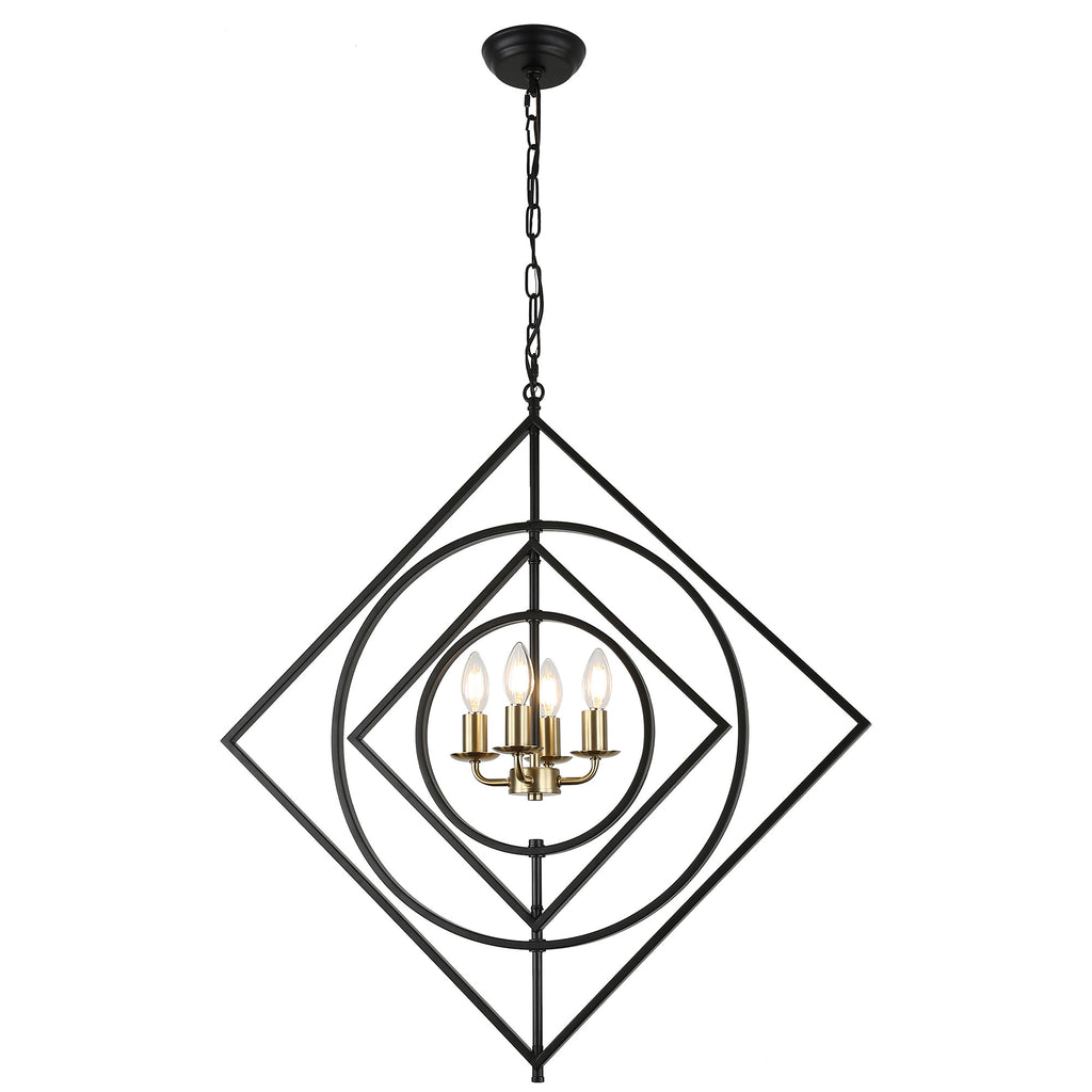 4 - Lights 30.6" Industrial DIY Shape Metal Chandelier with Adjustable Chain, Home Decoration Pendant Light