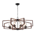 Farmhouse 35 Inch Metal Caged Chandelier Glass Lampshade Hollowed Out Lighting Retro Chandeliers Industrial Versatile Chandelier Suit for Bedrooms, Living Rooms, Kitchens