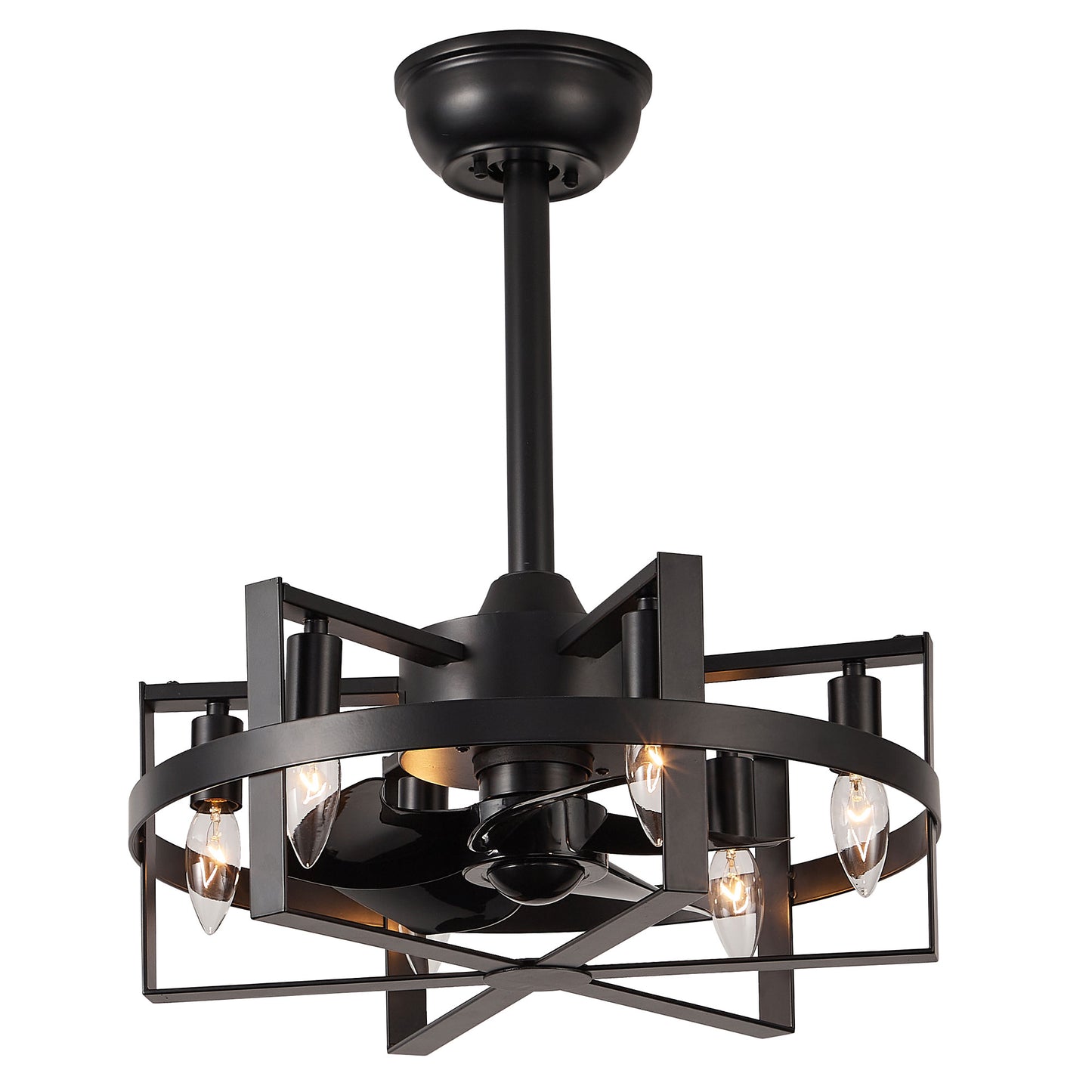 DC1816-18 Inch Industrial Caged Ceiling Fan with Remote and Lights DC Motor 6 Speeds