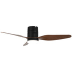 46 Inch 3-Blade Modern Farmhouse Flush Mount Ceiling Fan with LED Light and Remote Control, 6 Speeds DC Motor Low Profile Ceiling Fan