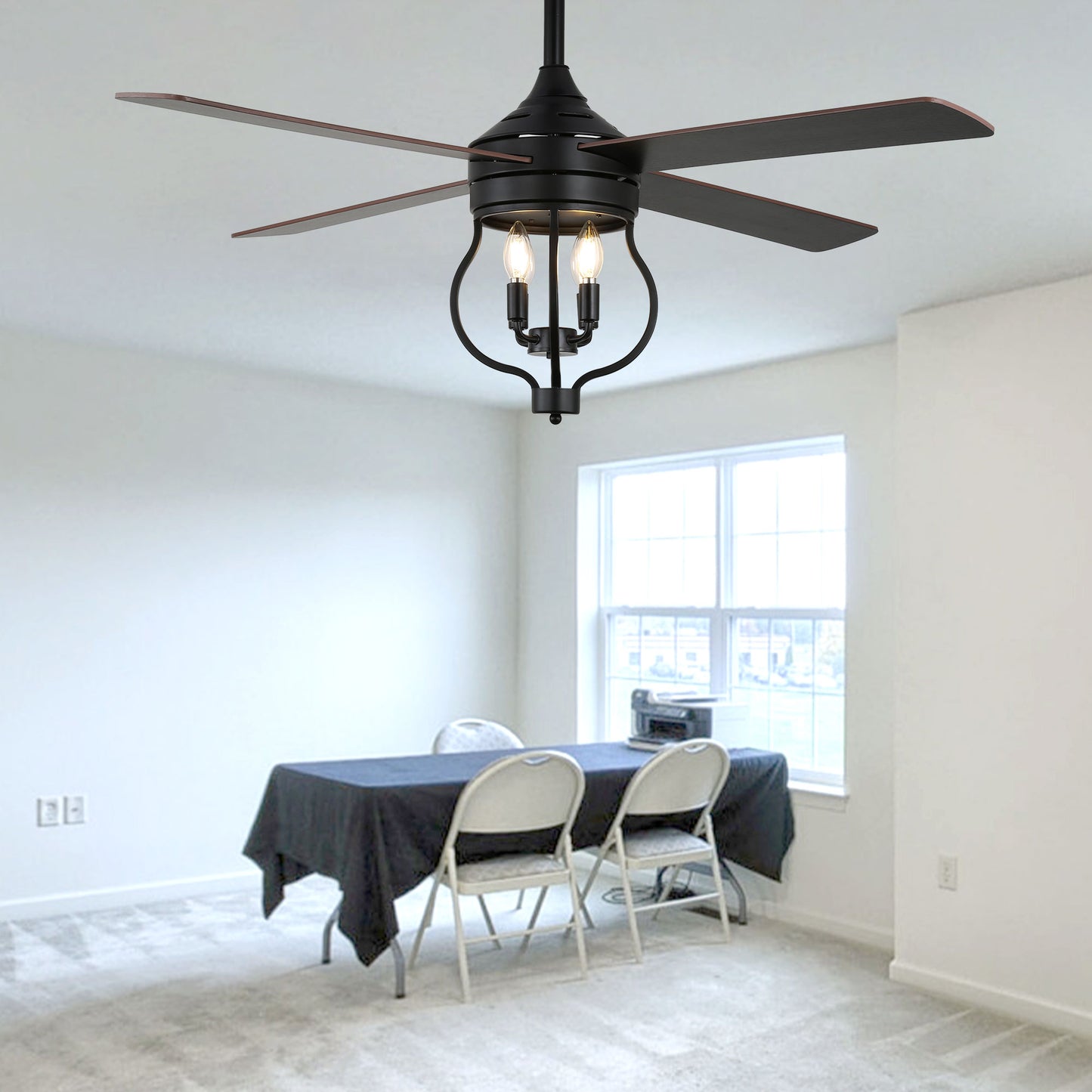 DC5212-52" Large Size Classic Reversible Black Ceiling Fan DC Motor 6-Speeds with Remote and Lights