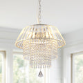 3 - Lights Modern Luxury Crystal Chandelier for Dining Room, Tiered Chandelier for Living Room Entryway Height Adjustable