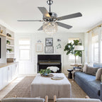 DC2017-BellaDepot 52" Luxury Crystal Chandelier Ceiling Fan with Remote and 3 Lights, Large Size Ceiling Fan