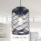 1 - Light Black Cylinder Pendant Light, 6.7" Dining Room Light Fixtures Kitchen Island Light