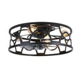 Industrial 20 Inch Caged Flush Mount Ceiling Fan with Light Quiet Reversible DC Motor with Remote Control Small Ceiling Fan Modern 7 Blades Ceiling Fan with Light Suit for Bedroom，Kitchen