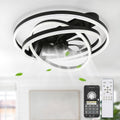 24 Inch Modern Smart Flush Mount LED Ceiling Fan with Light and Remote, 6 Speeds DC Motor Bladeless Low Profile Ceiling Fan