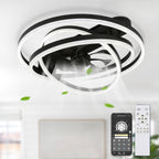 24 Inch Modern Smart Flush Mount LED Ceiling Fan with Light and Remote, 6 Speeds DC Motor Bladeless Low Profile Ceiling Fan