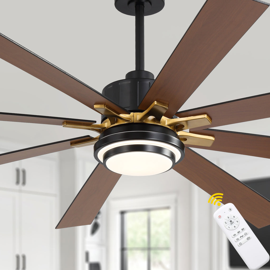 72 Inch Modern Ceiling Fan with LED Light and Remote Control, 6 Speeds DC Motor Reversible Large Ceiling Fan for Living Room