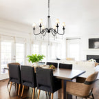 6-Light Classic Crystal Chandelier 34.7 Inch Traditional Chandelier Pendant Light Fixture with Fabric Shade