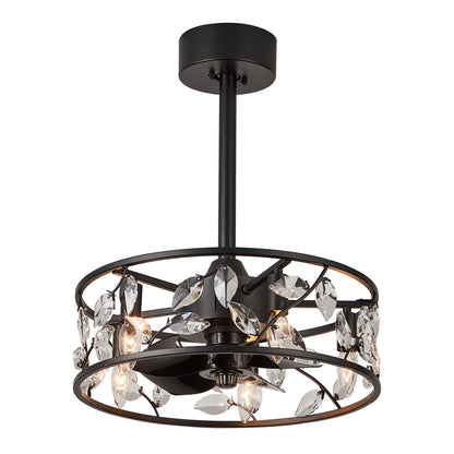 GED003-18" Modern Crystal Reversible Ceiling Fan Dimmable with Remote and Light Kit Included