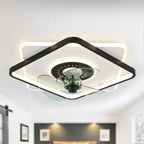 19 Inch Square Modern Smart Low Profile Ceiling Fan with LED Light, 6 Speeds DC Motor Flush Mount Ceiling Fan for Bedroom