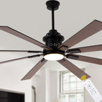 80 Inch Black Industrial Extra Large Ceiling Fan with LED Light and Remote, 6 Speeds DC Motor Reversible Ceiling Fan for Large Room