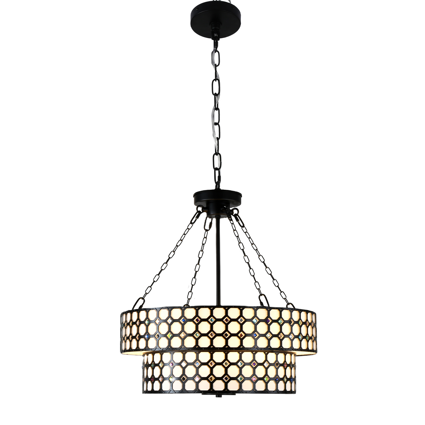 BD4083-Black/White Classic Industrial Chandelier, with Adjustable Chain and Light Kit, Creative Home Decor Light Fixture