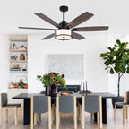 60 Inch Black Farmhouse Large Ceiling Fan with Dimmable 3CCT LED Light and Remote, 6 Speeds DC Motor Reversible Ceiling Fan for Large Rooms
