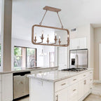 6 - Lights Rustic Distressed Wood Chandelier, Vintage Farmhouse Chandeliers for Dining Room Kitchen Island Lighting
