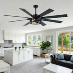 Farmhouse 72 Inch Caged Down Rods Ceiling Fan with Light Reversible Quiet DC Motor 6-Speed Ceiling Fan with Light Retro Remote Control Timming Ceiling Fan with Light Suit for Living Room, Bedroom, Kitchen