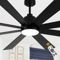72 Inch Black Extra Large Ceiling Fan with Dimmable LED Light and Remote, 6-Speed Reversible DC Motor Ceiling Fan for Large Rooms, Dual-Finish Blades, Adjustable Height