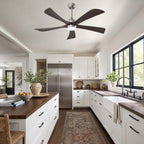 52 Inch Modern Farmhouse Solid Wood 3 Blade Ceiling Fan with Lights & Remote Control, 6 Speed DC Motor Reversible Ceiling Fan