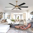 65 Inch Black/Chrome Modern Glam Crystal Ceiling Fan with Dimmable LED Light and Remote, 6 Speeds DC Motor Ceiling Fan with Crystals