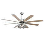 65 Inch Black/Chrome Industrial Caged Ceiling Fan with Lights and Remote, 6 Speeds DC Motor Reversible Ceiling Fan for Large Room