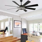 72 Inch Black/Gold/Chrome 8-Blade Modern Extra Large Ceiling Fan with LED Light and Remote, 6 Speeds DC Motor Reversible Ceiling Fan