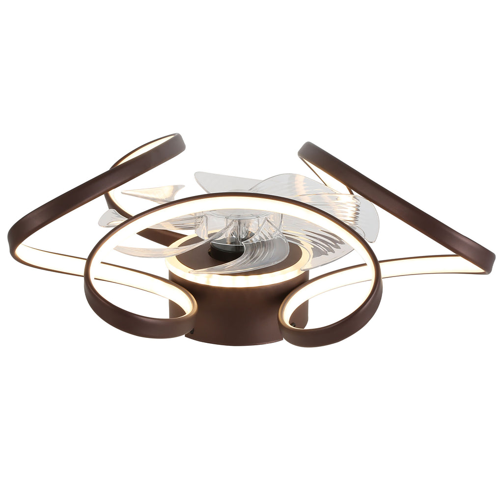 22 Inch Modern Smart Flush Mount Ceiling Fan with LED Lights and Remote, 6 Speeds DC Motor Bladeless Ceiling Fan for Low Profile