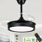 36 Inch Black/Gold/White Modern Smart Retractable Ceiling Fan with LED Light and Remote, 6 Speeds DC Motor Bladeless Ceiling Fan