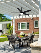 Industrial 48 Inch Outdoor Ceiling Fan with Light, Waterproof Black Blades, Dimmable LED and Remote Control Ceiling Fan Quiet DC Motor Ceiling Fan Suit for Patio, Gazebos