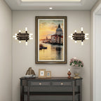 13 Inch Dark Brown Farmhouse Wood Flush Mount Wall Sconces with LED Lights, Rustic Wall Light for Hallway Bedroom