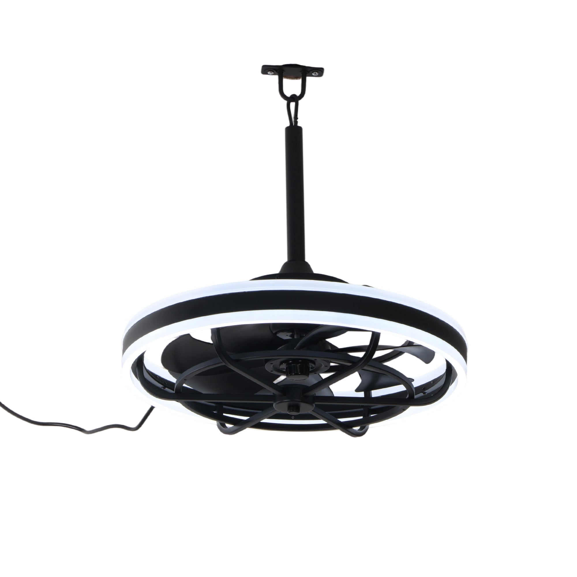 20 Inch Modern Smart Outdoor Caged Ceiling Fan with Dimmable LED Light, DC Motor 6 Speeds Waterproof Plug In Ceiling Fan
