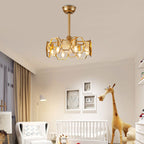 DC1903-BellaDepot 18.9" Gold/Black/Silver Finish Geometric Reversible Ceiling Fan with 6 Lights and Remote