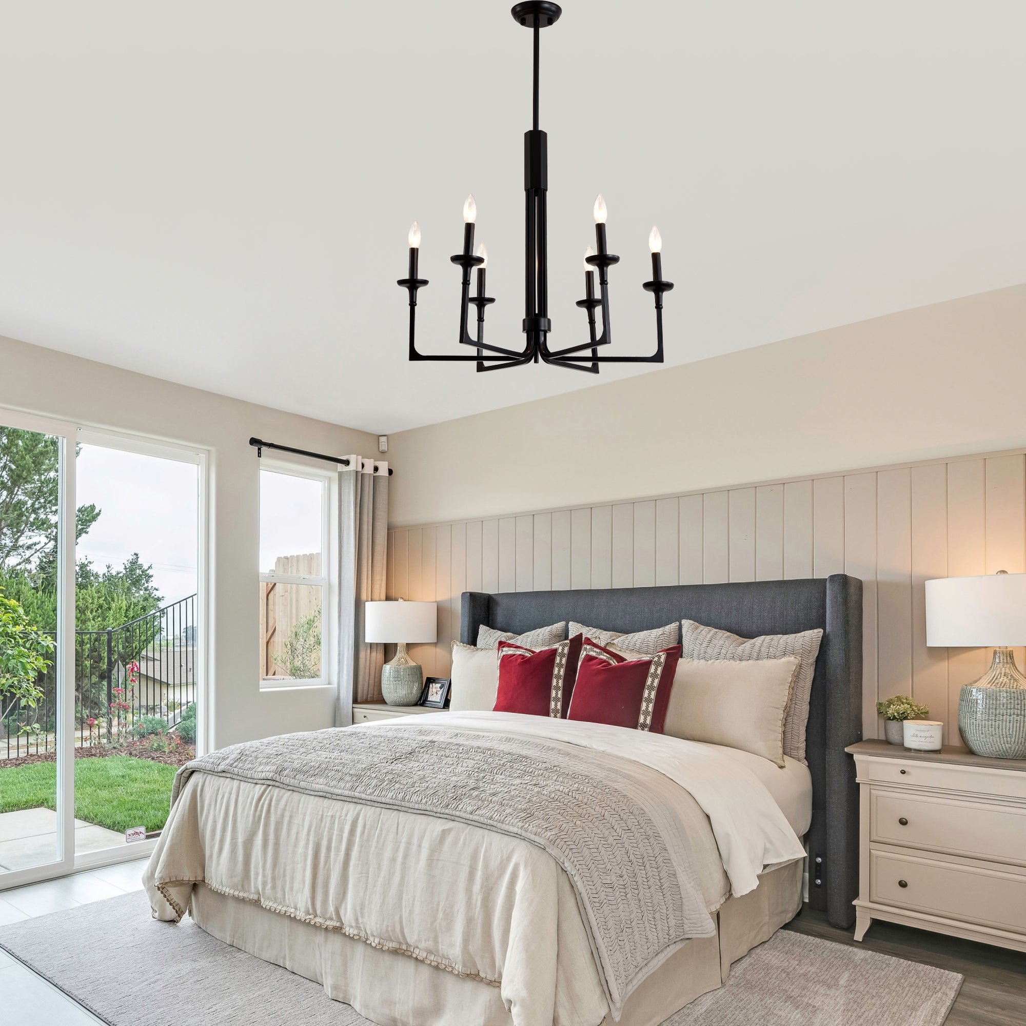 6-Light Black Candle Chandelier, Classic Traditional Chandelier, Modern Farmhouse Dining Room Lighting Fixture for Kitchen Island