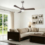 42 Inch Industrial Farmhouse Solid Wood 3 Blade Ceiling Fan with Lights & Remote Control, 6 Speed DC Motor Reversible Ceiling Fan