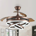 42 Inch Modern Smart Retractable Ceiling Fan with LED Light and Remote, 6 Speeds DC Motor Bladeless Ceiling Fan with DIY Shade