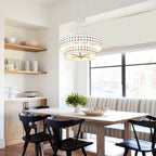 BD4083-BellaDepot 6 Lights Black/White Finish Vintage Chandelier, Home Decor Light Fixture with Adjustable Chain