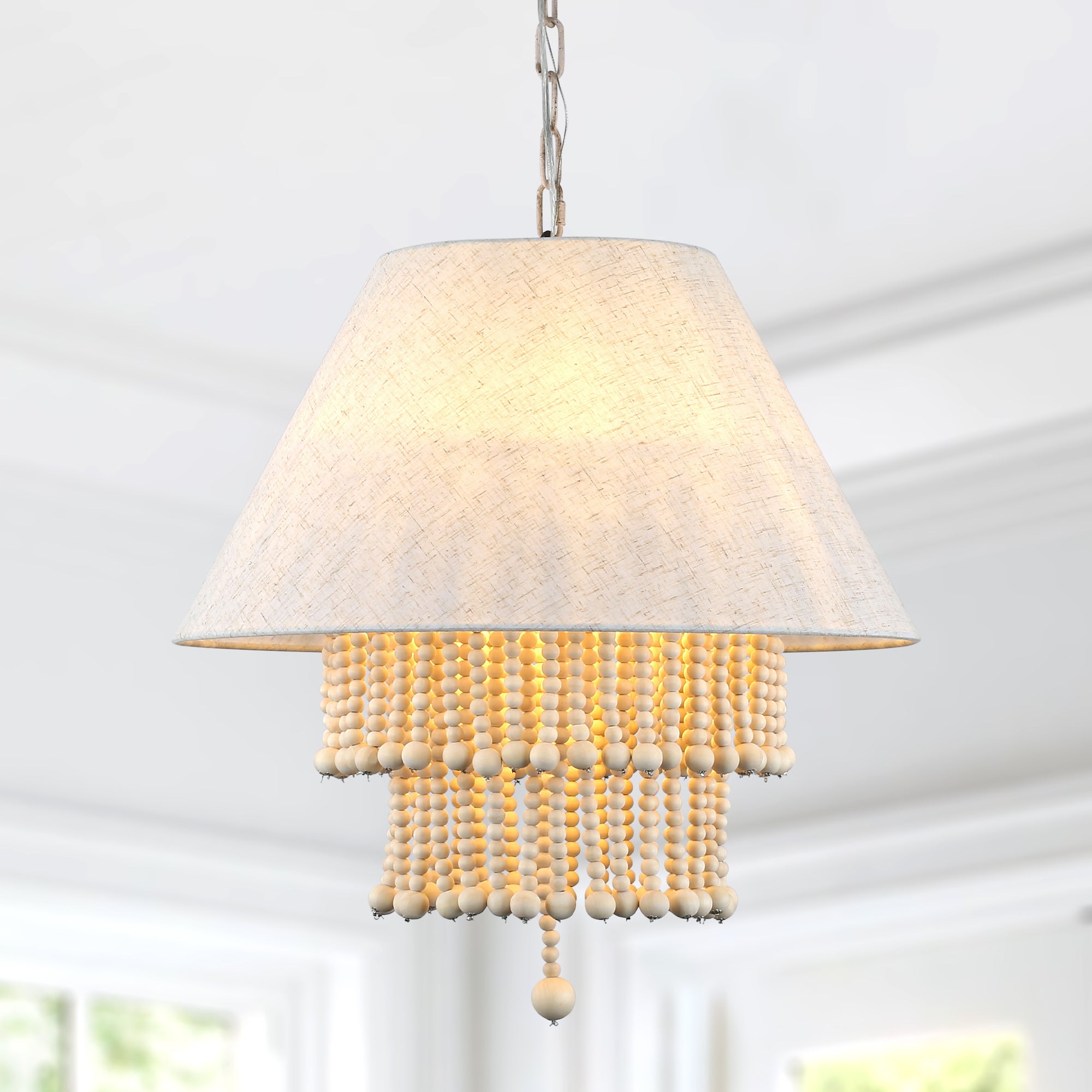FC4113-BellaDepot 3 Lights Fabric Chandelier, Height Adjustable Home Decoration Pendant Light, Kitchen Island Light