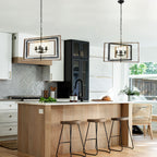 4 - Lights Industrial Geometric Chandelier, Farmhouse Wood Chandelier for Enrtyway with DIY Shape Height Adjustable