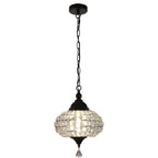 1 - Light Black/Chrome Globe Crystal Pendant Light with LED, 11.2" Dining Room Light Fixtures Kitchen Island Light